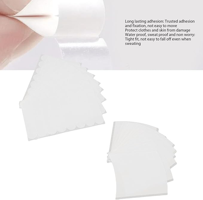 Double Sided Clothing and Skin Adhesive Tape Set, Transparent PP Material Fabric Fastener Strips for Professional Use, Includes 10 Round and 10 Curved Pieces, 2 Sets Total