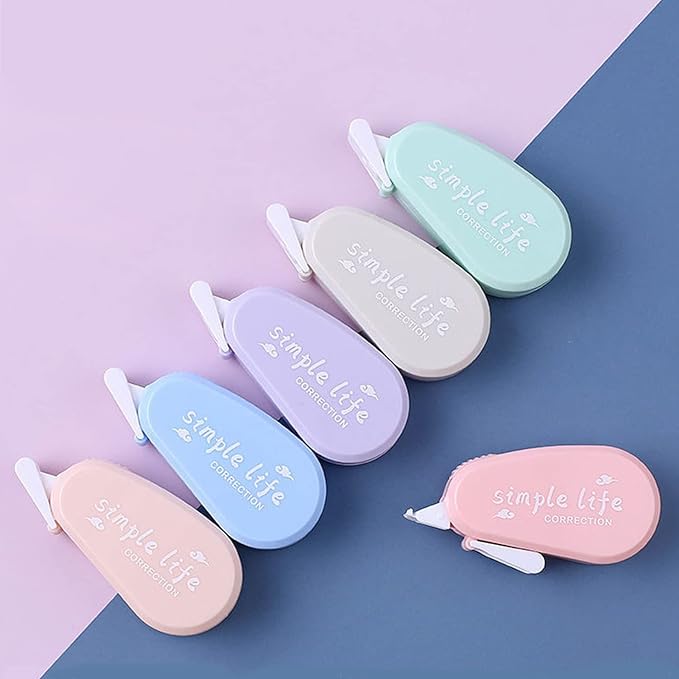 12 Pack Aesthetic Pastel Correction Tape, 0.2 x 197 inch, Instant Corrections, Easy to Use Applicator, White Smooth Pull Out Correction Tape for School, Office, Crafting