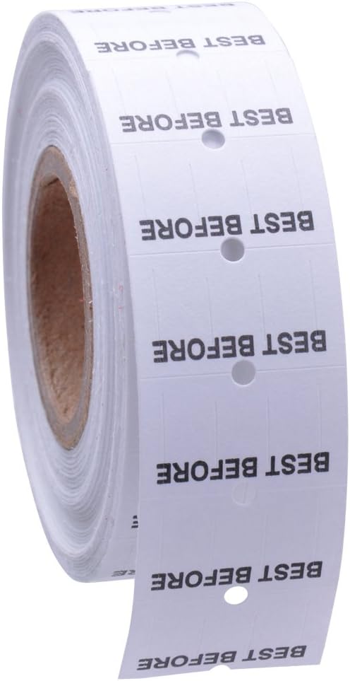 White with Black "Best Before" Labels to fit Towa® GS Series/Halmark/Century Price Guns 16 Pack (Free Ink roll Included)