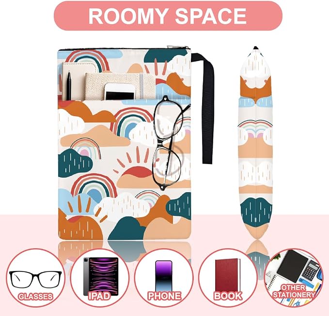 2pcs Polyester Books Sleeve 34cm(13.4inch) x24cm(9.45inch) Clouds Book Protectors with Zipper and Front Pocket Birthday Gift for Students Teachers and Reading Lovers