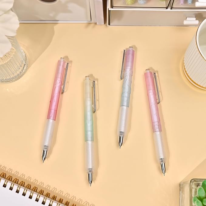 BAYTORY 12 Pcs Retractable Gel Pens, Black Ink 0.5 mm Fine Point Pens, Quick Dry Smooth Writing Aesthetic Journaling Pen for School Office Supplies (Pastel)