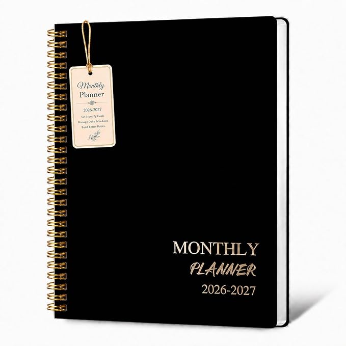 2026-2027 Monthly Planner - Jan.2026 - Dec. 2027, 2 Year Calendar 2026-2027 Monthly Planner, 7.5" x 10", 24 Months Calendar Planner with Note Pages, Twin-wire Binding, for Office, School Home Planning - Black