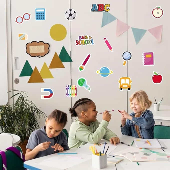Threetols 68-Piece Multicolor Letter Print School Bulletin Board Decorations, Cutouts for Classroom, Kindergarten, Party Supplies