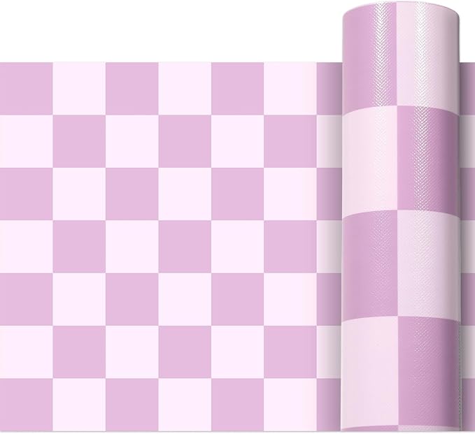 Purple Checked Bulletin Board Roll Reusable Waterproof Erasable Pastel Purple Non-Woven Fabric Bulletin Board Roll Wrinkle Resistant Background Poster for Classroom Decor Wrap DIY Crafts 15.7" x 40ft
