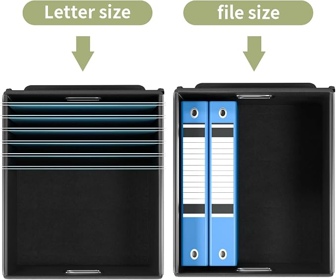 File Organizer Boxes with Lids, Linen Hanging Filing & Storage Box with Plastic Slide for Office/Decor/Home, Universal Hanging Filing Organization Box for Letter/Legal Folder