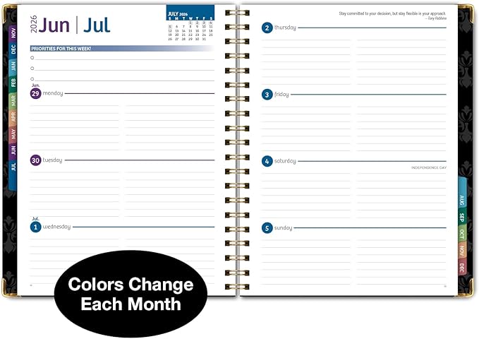 HARDCOVER 2026 Planner, 8.5"x11": 14 Months (November 2025 - December 2026), Daily Weekly Monthly Planner, Yearly Agenda, Bookmark, Pocket Folder and Sticky Note Set (Sugar Skull)