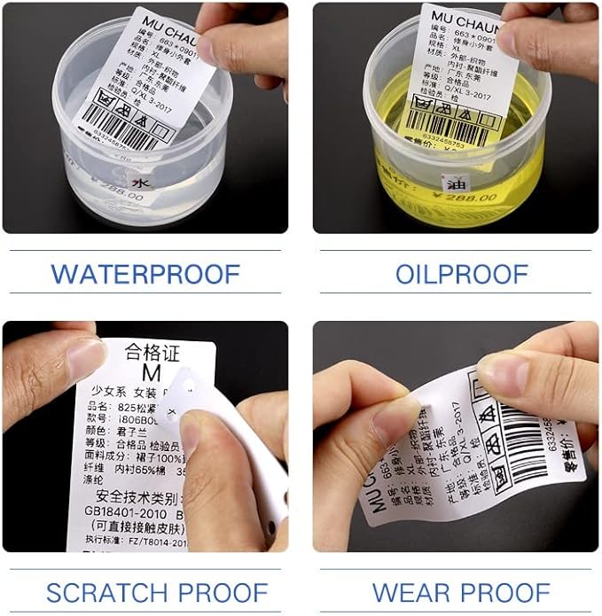 B21 Label Maker Tape Adapted Label Print Paper Mini Labels Sticker 1.96" x 0.59" Standard Laminated Office Container Labeling Tape Replacement for B21 Label Maker (2 Rolls, White)