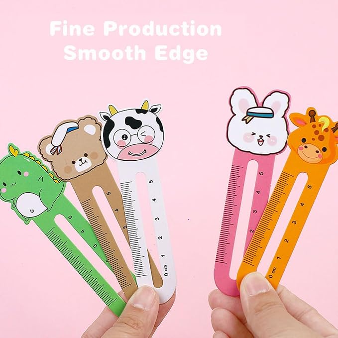 200 PCS Cute Animal Bookmarks for Kids with 10 Different Kawaii Animal Patterns Ruler Style Bookmarks Bulk Page Markers for Women Kids Students Book Lovers Gift School Home Office Supplies
