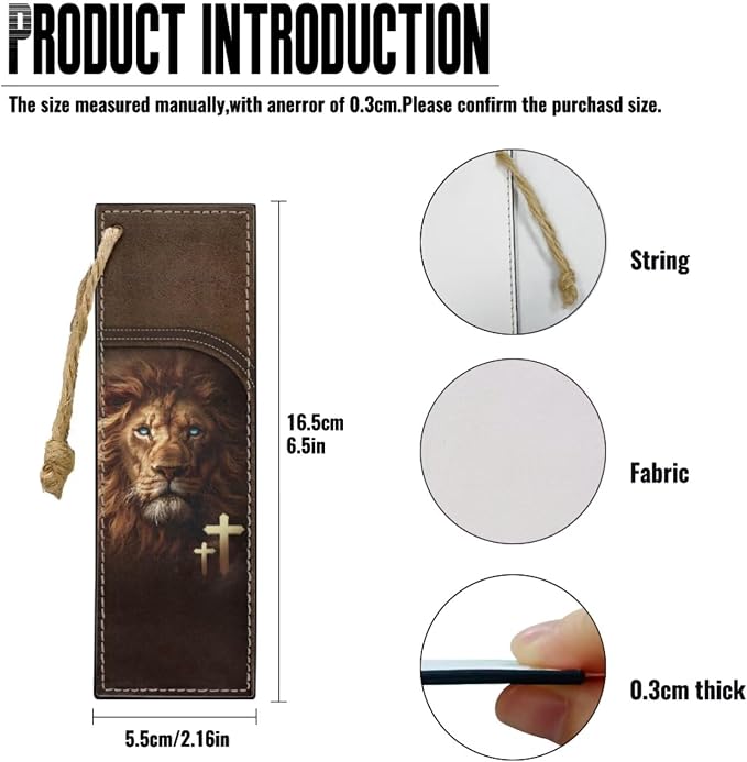 Retro Style Cross and Lion Bible Case with Bookmark Waterproof Bible Cover Case for Women Lightweight Bible Bag with Handle Pockets Church Book Bag Brown