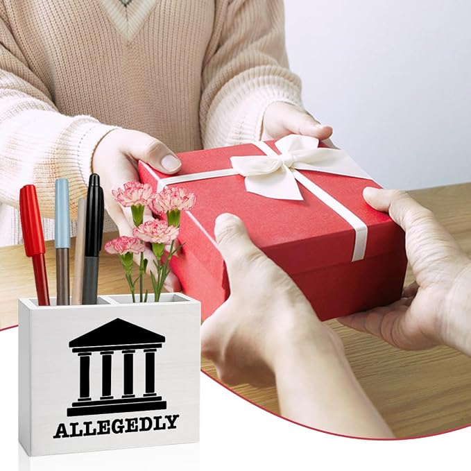 Lawyer Office Decor Lawyer Office Decoration Law Attorney Judge Gifts for Men Women Wooden Pencil Holder, Law School Students Graduation Gifts Desk Decor