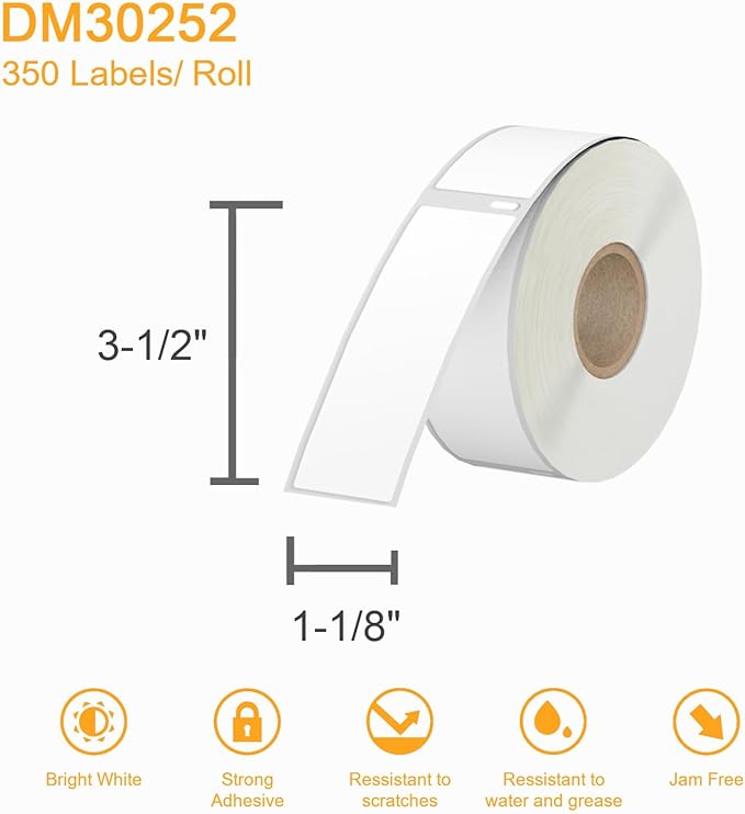 (4200 Labels/12 Rolls) Labelebal 12 Rolls Compatible with DYMO 30252,1-1/8" x 3-1/2"(28mm x 89mm) Direct Thermal Labels,Shipping Replacement Labels Compatible for DYMO LabelWriter Printer
