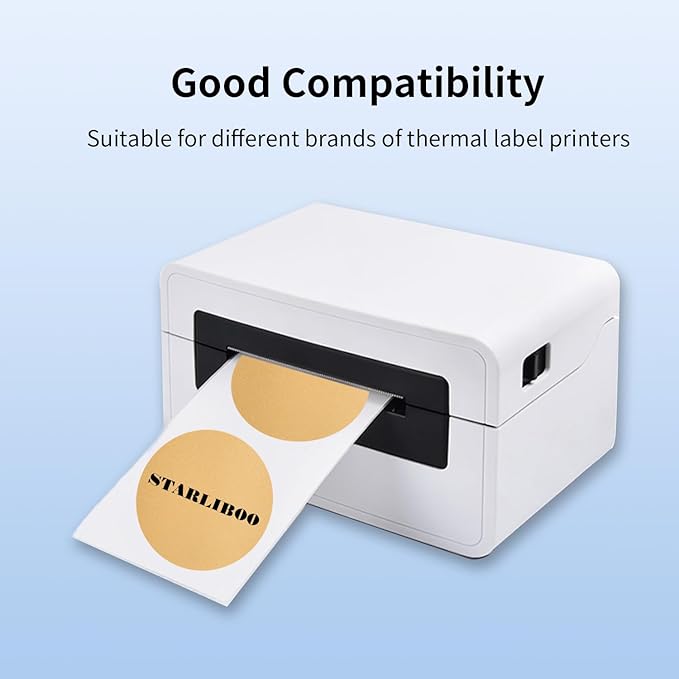 2 Inch Brown Thermal Labels, Round Direct Thermal Labels,Waterproof/Removable Self-Adhesive Thermal Printer Stickers use for Logo Design, Perforation Line Design- 600 Sheets/Roll