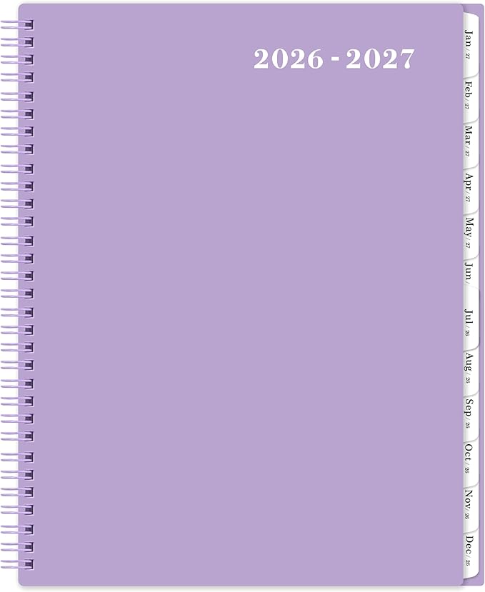 2026-2027 Monthly Planner - 2026-2027 Planner, 26-27 Monthly Calendar, JUL 2026 - DEC 2027, 18-Month with Tabs, Pocket, Label, 9" * 11", Purple Cover