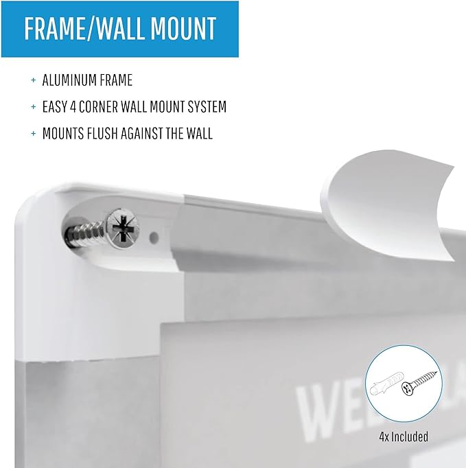 MasterVision Horizontal in/Out Dry Erase Magnetic White Board Planner, Wall Mounting, Sliding Marker Tray, 24" x 36", Aluminum Frame
