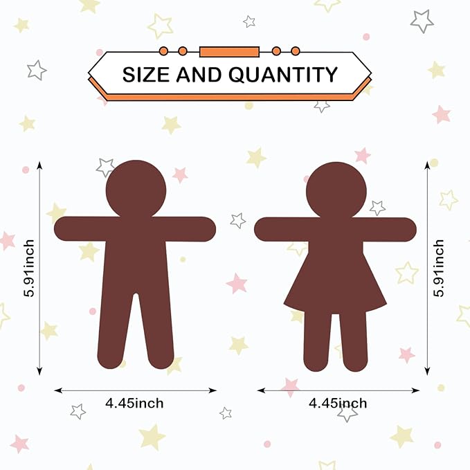 Geyee 108 Pcs Paper Cutouts for Crafts Blank Multicultural People Cut Outs for Bulletin Board Person Cardstock for Art Supplies Craft Project Home Decoration
