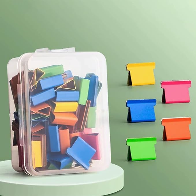 Portable Binder Clip Stapler, Includes 150 Reusable Clips, Push Clip Staplers, Mini Push Stapler Clamp Staplers for Desktop Document Home School Desk Office (K#)