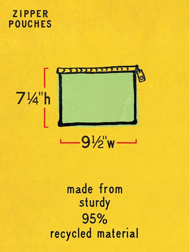 Blue Q Zipper Pouch, Made from 95% Recycled Material, 7.25" h x 9.5" w, Colorful Chunky Zipper