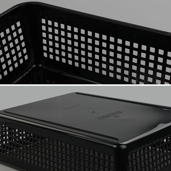 Teyyvn Rectangular Plastic A4 Paper Storage Baskets Trays, Set of 6 Letter Size Plastic Baskets