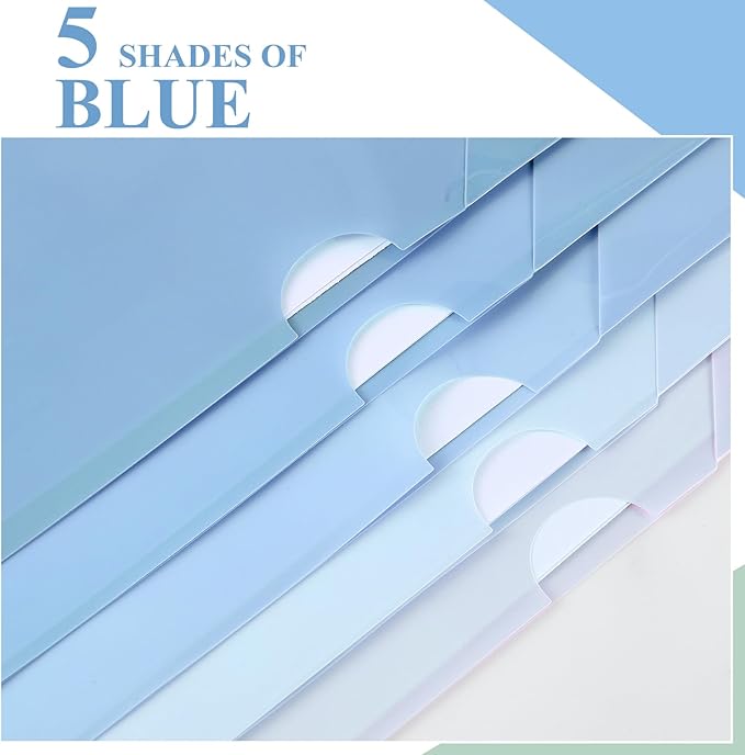 Kisston 15 Pack Blue Clear Plastic Folders Sleeves Project Pockets for Letter Size 12.1x8.8, L-Shaped Transparent File Jacket for School Office Desk Supplies