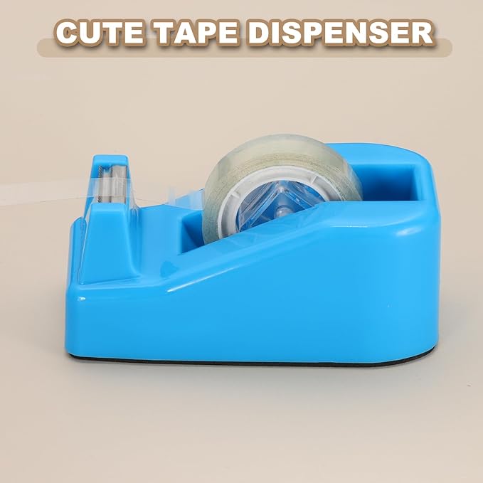 PATIKIL 2pcs Tape Dispenser Desk, Small Tape Dispenser Cute Desktop Dispenser Holder for Tape Office Desktop, Blue
