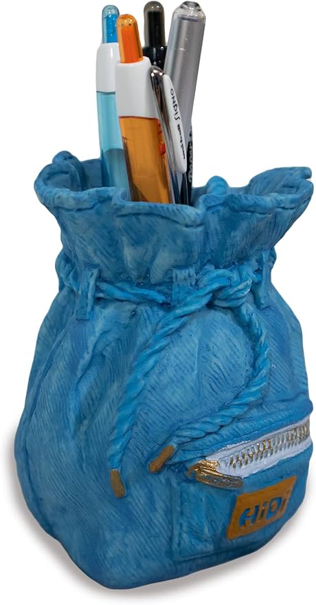 Stephanie Imports Ceramic Denim Pen Pouched-Shaped Holder Cup & Desk Organizer