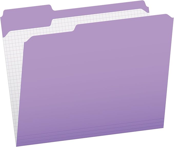 Pendaflex Color File Folders with Interior Grid, Letter Size, Lavender, 1/3 Cut, 100/BX (R152 1/3 LAV)