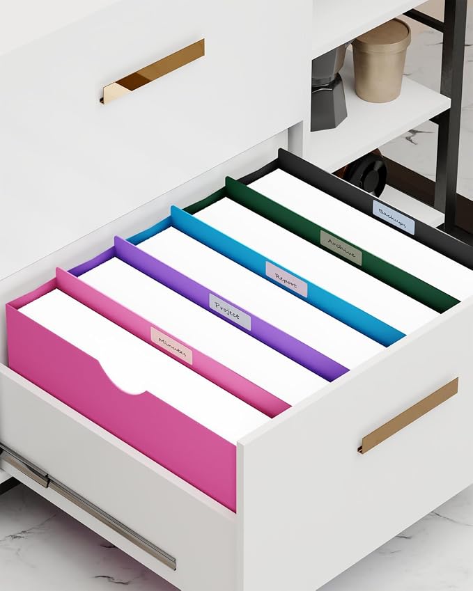 ANSOOK Reinforced Plastic File Jackets,Heavy Duty 2" Expansion Accordion Pocket File Folders,Legal Size Filing Cabinet Folder,12 Pack Poly Manila Folders,Straight Cut Tab,Color Job Folder for Office