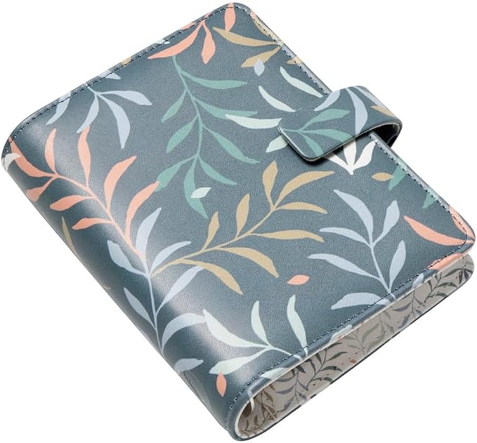 Filofax Botanical Organizer, Pocket Size, Blue - Smooth, Leather-Look, Six Rings, Week-to-View Calendar Diary, Multilingual, 2025 (C022644-25)