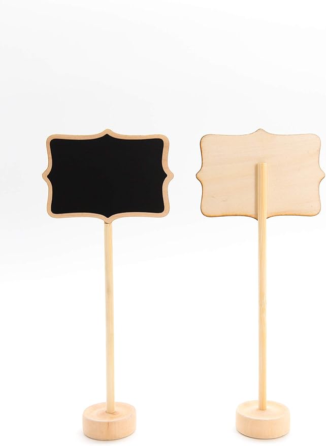 15 Pack Wood Mini Chalkboard Signs (Water-Based Chalk and Replacement Stickers Are Included) Small Rectangle Chalkboards Blackboard for Weddings, Message Board Signs and Special Event Decorations