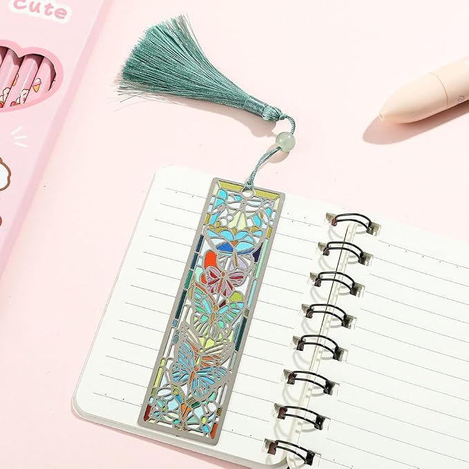 Beautiful Butterfly Bookmark with Tassel - Gift for Book Lovers - Unique and Colorful Book Marks- Handmade Reading Supplies Books Accessories