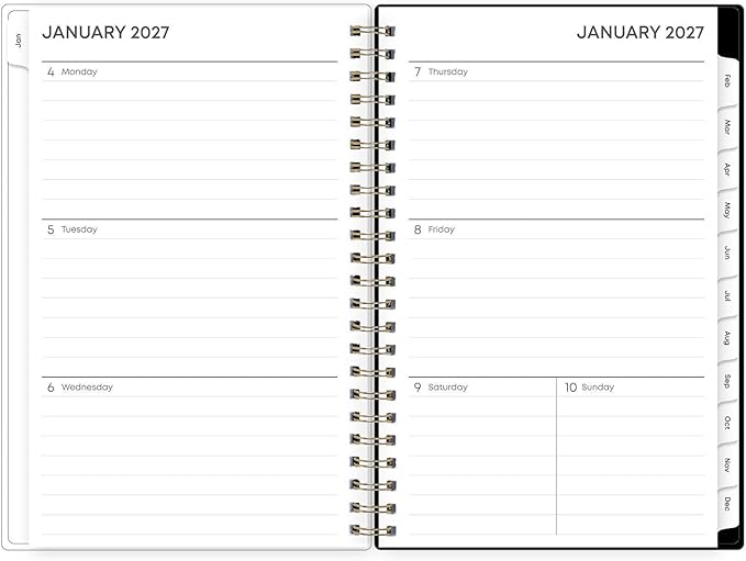 Blue Sky 2027 Weekly and Monthly Planner Calendar, January 2027 - December 2027, 5" x 8", Clear Pocket Cover, Laminated Tabs, Durable Twin Wire Binding, Baccara Dark