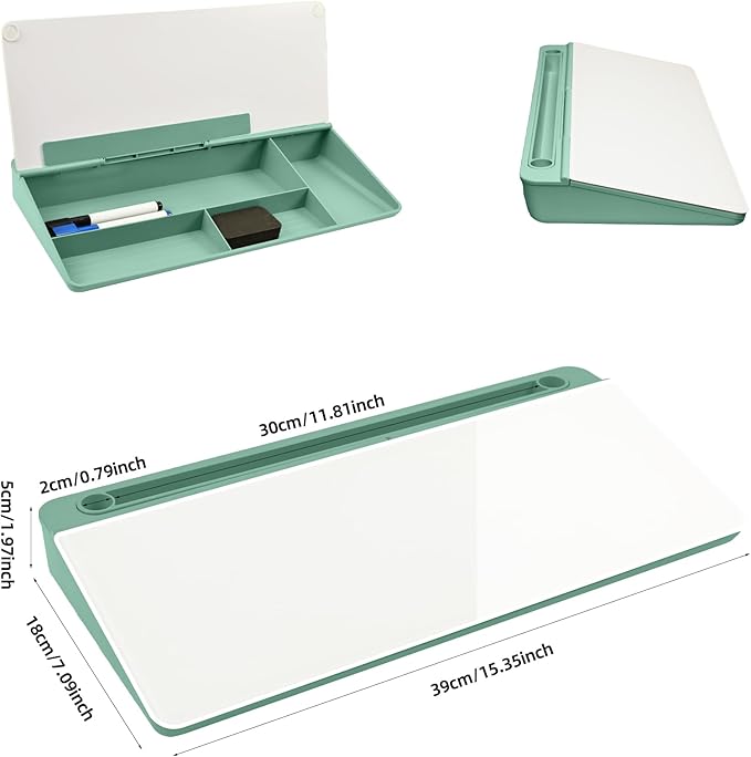 Desktop Whiteboard, Glass Dry Erase Board, Desk Board Buddy,Computer Keyboard Stand,Desk Whiteboard Organizer for Home,Office,School Supplies(Green)