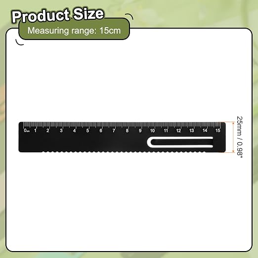 HARFINGTON Straight Ruler 15cm Metric Metal Aluminum Alloy Measuring Bookmark Clip Ruler Scale Tool for Measure Study Reading Classroom Office, Black