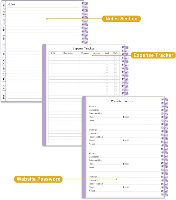 Planner 2026 - Weekly & Monthly Planner from January 2026 to December 2026, Agenda 2026 with Inner Pocket, Elastic Band, 8.5" x 11", Purple