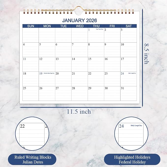 Calendar 2026 2027 - Wall Calendar Runs Apr 2026 to Jun 2027-15 Months Calendar Planner with Thick Paper for Planning and Organizing for Home or Office, Blue Hanging Calendars, 8.5 x 11 Inches Calendars 26 2027