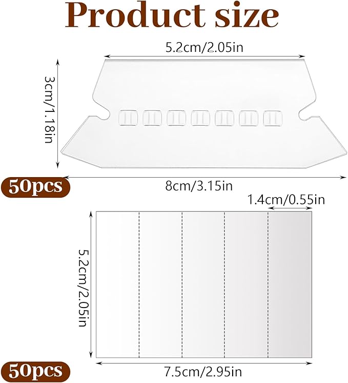 50Pcs Hanging File Folder Tabs, 3 Inch Plastic File Tabs for Hanging Folders Labels and 2 Inch Paper Inserts, Easy Quick Identification Clear Labels for Organizing Files, Binders, and Folders