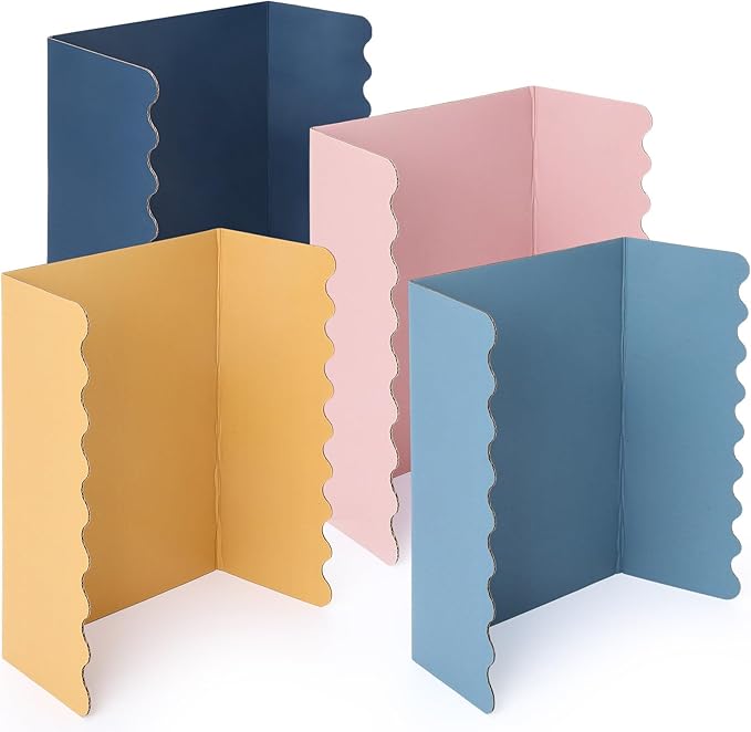 Mooliwe 4 Pack 21" X 14" Trifold Poster Board Tri Fold Poster Boards Foldable Corrugated Business Presentation Display Paper Boards for Science Fair Events, School Projects, Exhibitions(Boho)