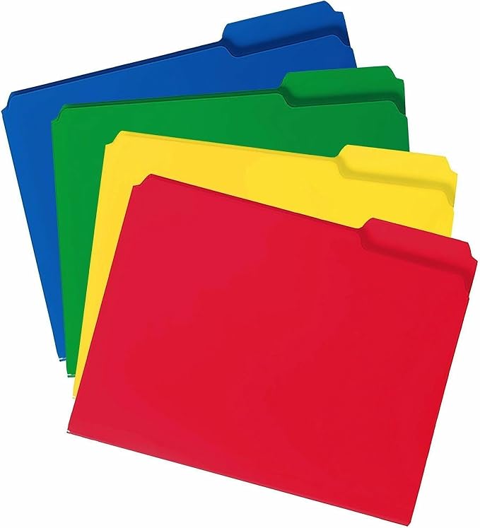 Smead Poly File Folder, 1/3-Cut- Tab Letter Size, Assorted Colors, 24 per Box (10500)