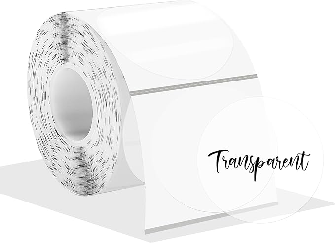 2 Inch Transparent Round Thermal Label, Self-Adhesive Clear Waterproof Circle Sticker for Logo Design, Multipurpose Direct Thermal Labels- 300 Sheets