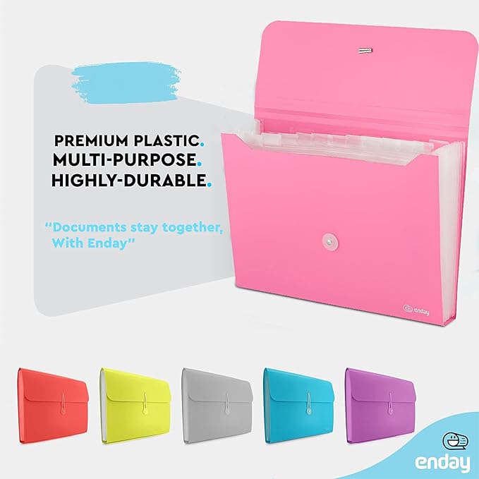 Enday Accordion File Organizer 13 Pocket Expanding File Folder with Labels, Accordion File Organizer Letter Size Letter A4 Paper for Receipts, Bills and Documents 13" X 9.5