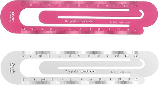 HARFINGTON Straight Ruler 12cm Metric Bookmark Clip Ruler Metal Aluminum Alloy Scale on Both Sides Measuring Scale Tool for Measure Study Reading Classroom Office, Silver Tone & Red