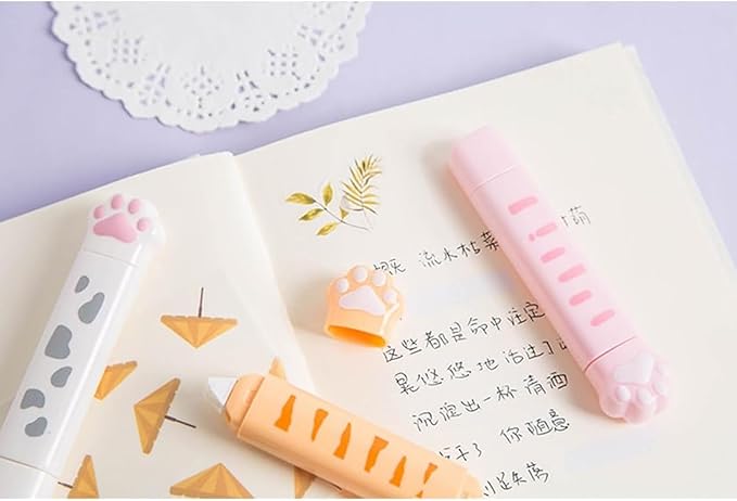 BetterJonny 3 Pcs Cute 2 In 1 Correction Tape and Glue Set, Double Sided Tape Roller, Kawaii Aesthetic Cat Office Supplies School Home Stationery