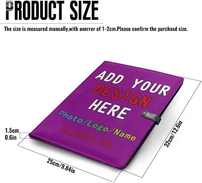 Personalized Padfolio with Logo, Custom Business Portfolio with A4/US Letter Writing Pad Holder for Resumes and Interviews, MediumPurple