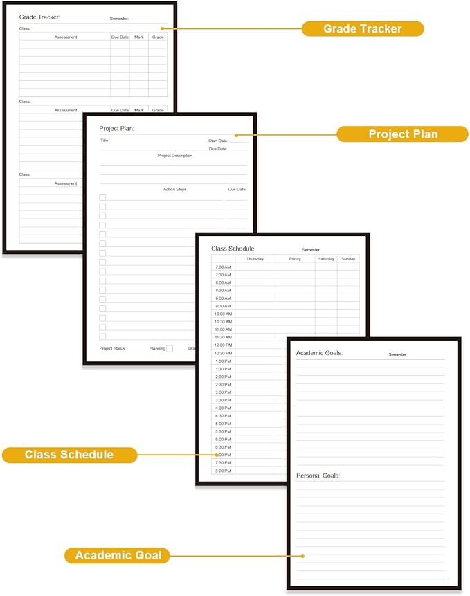 Academic Planner for 2026-2027 or Anytime – 5.8" x 8.5" Undated Weekly Student Planner For Homeschool, High School, College & Nursing Students, 200 Pages, Black
