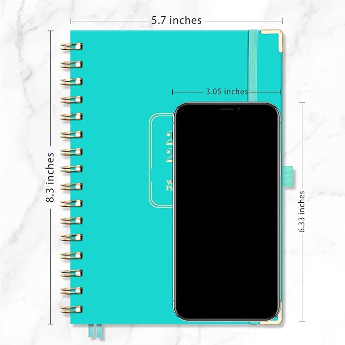 RETTACY Academic Planner 2026-2027, Weekly and Monthly, July 2026 - June 2027, Medium Size (5.7" x 8.3"), Calendar, Agenda, 12-Month Tabs, Hardcover, for Student, Teacher, School (Tiffani Blue)