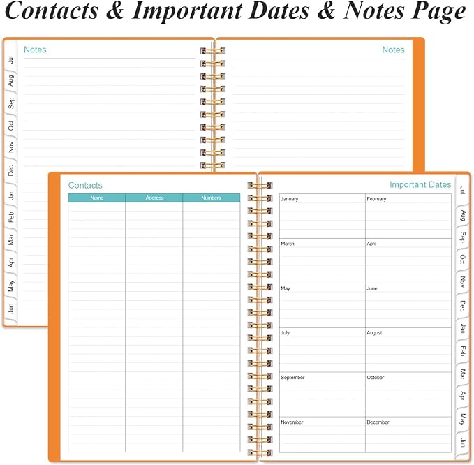 2026-2027 Planner - Planner 2026-2027 from July 2026 - June 2027, Weekly & Monthly Planner Spiral Bound with 12 Monthly Tabs, Inner Pocket, 6.4" x 8.5", Orange-A