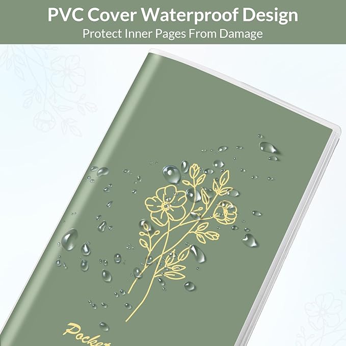 KONVINIT Pocket Calendar 2025-2027, Pocket Planner 2026-3.7" x 6.7" - Runs from July 2025 Until December 2027, Monthly Planner 2025-2027 with PVC Cover for Planning, Green