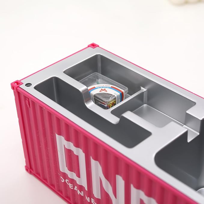 Desk Organizer Office Supplies Multi-function Shipping Container Storage Box Pen/Pencil,Business Name Cards Remote Control Holder Gray, Pen and Pencil Shipping Container Style Holders (Pink)