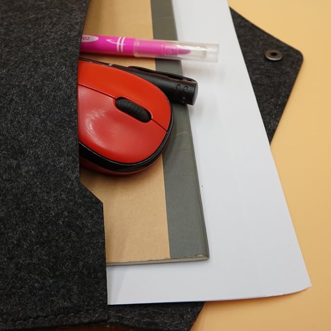 Felt File Folder, Durable Briefcase, Document Bag, Paper File Folders, Portfolio Case, Letter Envelope, Handbag Button Closure, for Office Home School Stationery,Set of 2 (Dark & Light Grey)