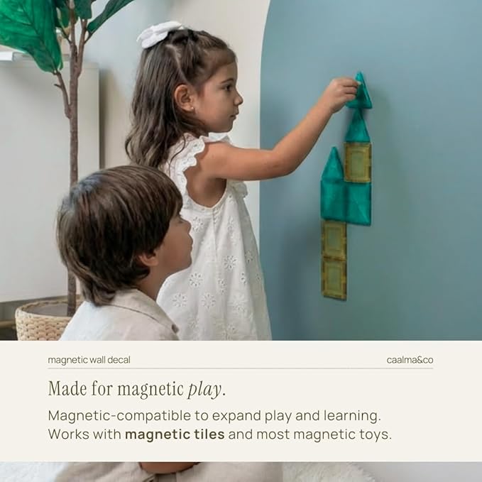 CAALMA Magnetic Wall Decal 40 x 32 - Magnetic Chalkboard for Wall - Strong Adhesive with Aesthetic Magnetic Letter, Chalk and Cloth (Green)